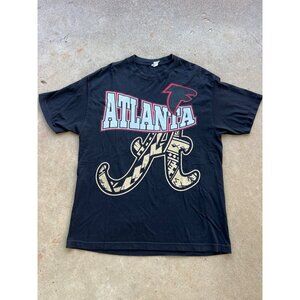 Vintage Double Sided Atlanta Braves Dirty Bird Graphic Tee Alstyle Black Mens D4